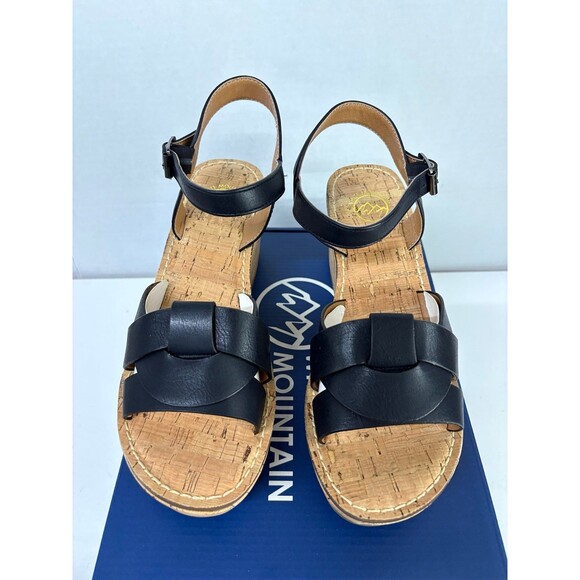 WHITE MOUNTAIN Women's Black Platform Simple Toe Wedge Heeled Sandals 8.5M - Picture 5 of 6